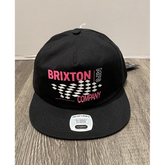 Brixton Neon Finish Line Snapback Hat Adjustable Black Racing Sports Cap NEW - Picture 1 of 4